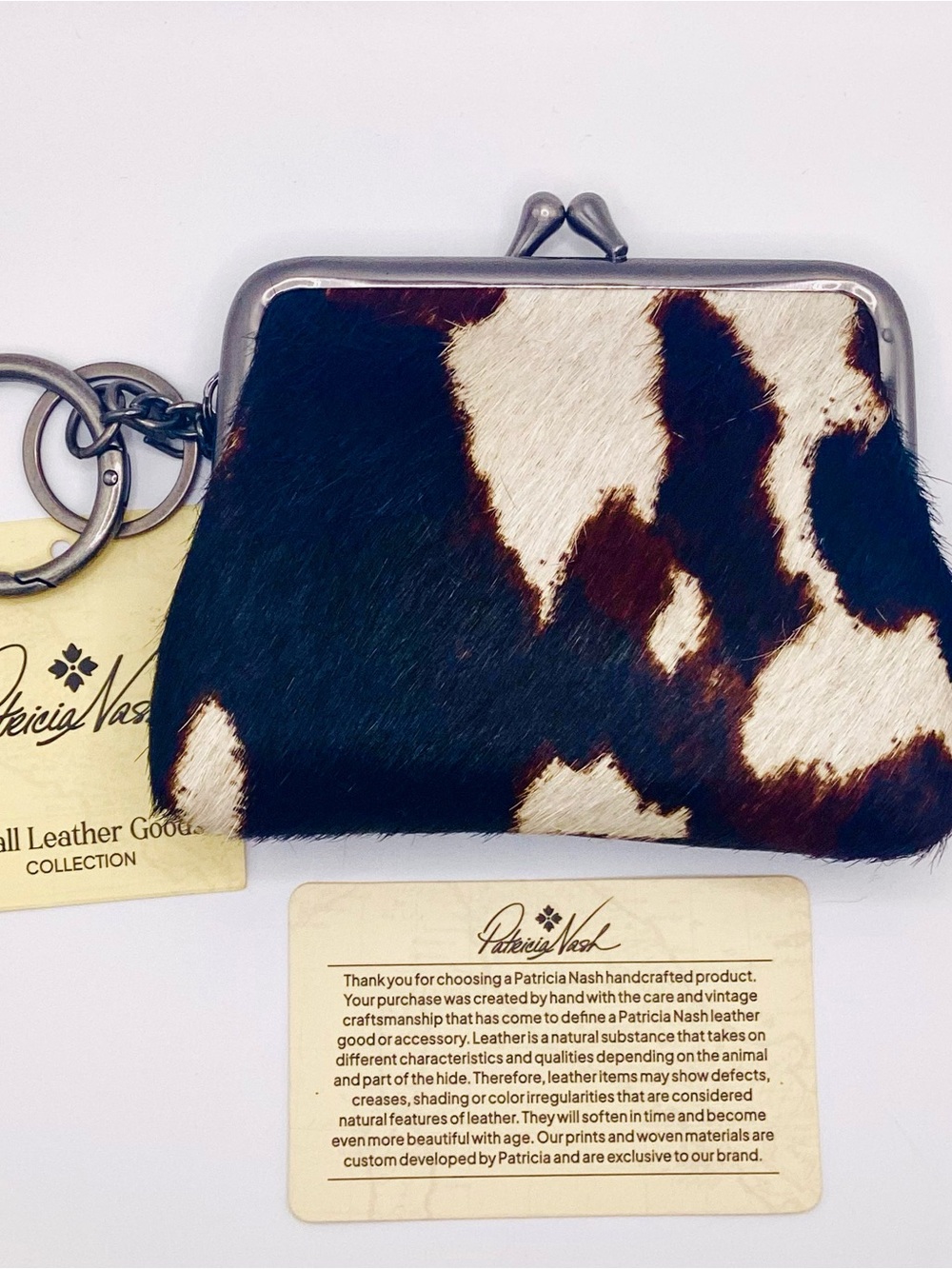 Patricia Nash Brown & White Cowhide Kiss-Lock Coin Purse